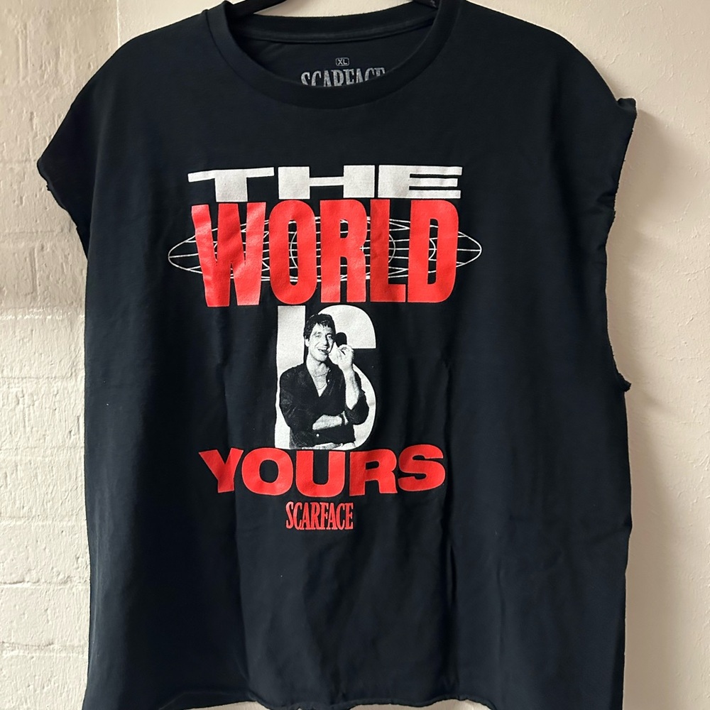 Scarface Black Graphic Tank Top - 'The World Is Yours'